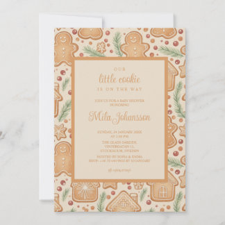 Gingerbread Cookie Christmas Winter Baby Shower 招待状