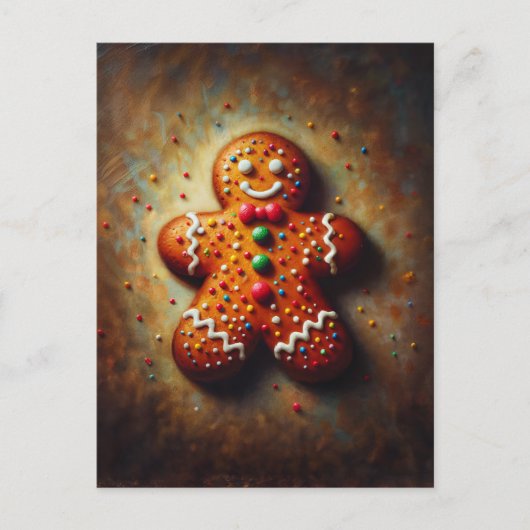 Gingerbread Cookie Festive Painting ポストカード (正面)