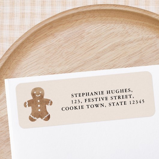 Gingerbread Cookie Holiday Return Address ラベル