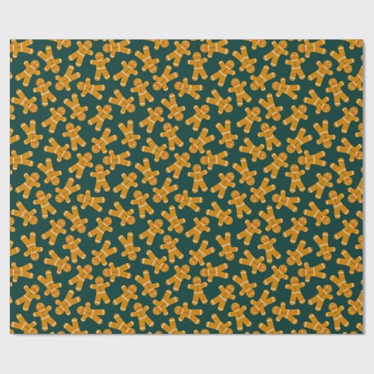 Gingerbread Cookie on green ラッピングペーパー (フラット)