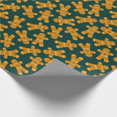 Gingerbread Cookie on green ラッピングペーパー (角)