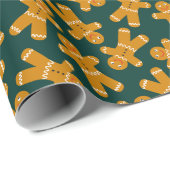 Gingerbread Cookie on green ラッピングペーパー (ロールコーナー)
