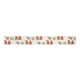 Gingerbread Cookie Pattern Christmas Tissue Paper サテンリボン