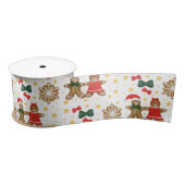 Gingerbread Cookie Pattern Christmas Tissue Paper サテンリボン (リール)
