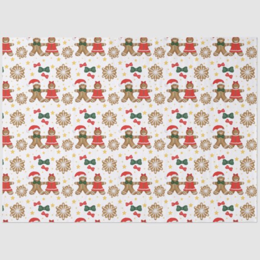 Gingerbread Cookie Pattern Christmas Tissue Paper 薄葉紙 (正面)