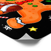 Gingerbread Cookie Playing Football Merry Christma ポスター (角)