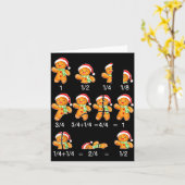 Gingerbread Cookie Santa Hat Fraction Math Teacher カード (黄色い花)