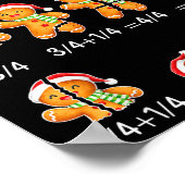 Gingerbread Cookie Santa Hat Fraction Math Teacher ポスター (角)