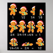 Gingerbread Cookie Santa Hat Fraction Math Teacher ポスター (正面)