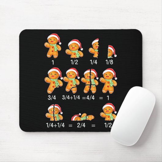 Gingerbread Cookie Santa Hat Fraction Math Teacher マウスパッド (マウス)