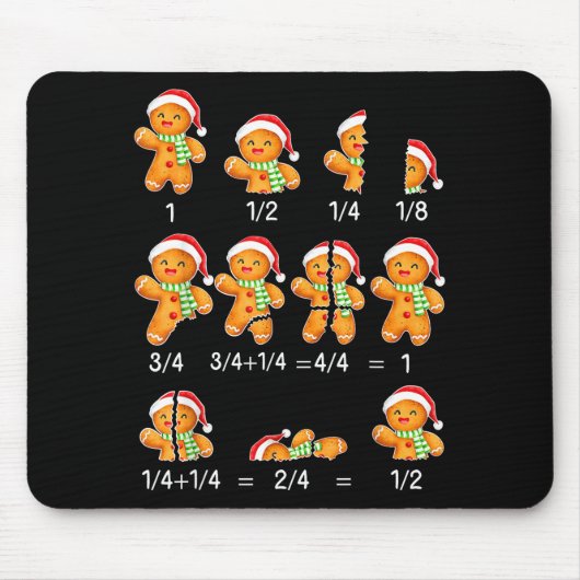 Gingerbread Cookie Santa Hat Fraction Math Teacher マウスパッド (正面)