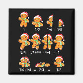 Gingerbread Cookie Santa Hat Fraction Math Teacher マグネット (正面)