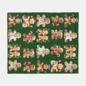 Gingerbread Cookies Adorable Boys & Girls フリースブランケット (正面(横))