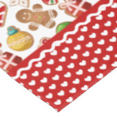 Gingerbread Cookies and Red Heart Border Christmas テーブルクロス (アングル)