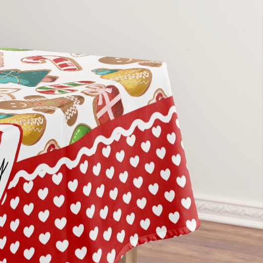 Gingerbread Cookies and Red Heart Border Christmas テーブルクロス (インサイチュ)