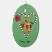 Gingerbread Cookies Candy Cane Heart Personalized セラミックオーナメント (左)