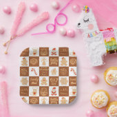 Gingerbread Cookies Checkered Pattern ペーパープレート (パーティー)