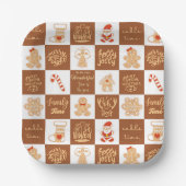 Gingerbread Cookies Checkered Pattern ペーパープレート (正面)