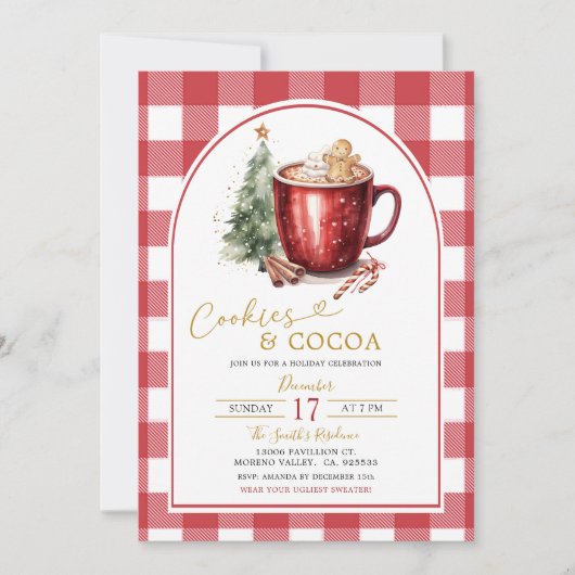 Gingerbread Cookies & Cocoa Holiday Invitation 招待状 (正面)