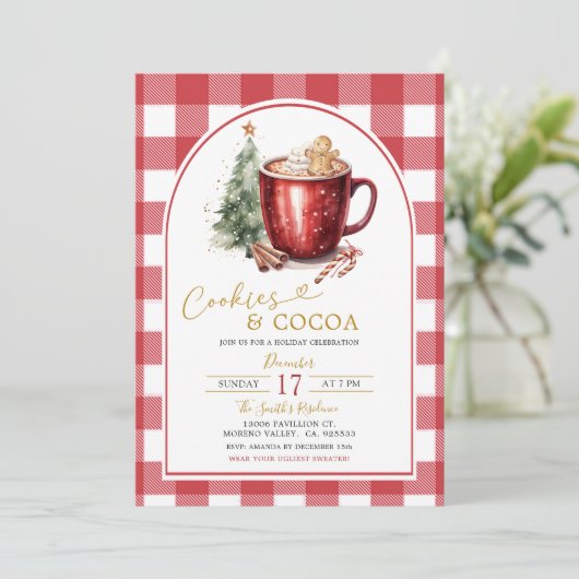Gingerbread Cookies & Cocoa Holiday Invitation 招待状 (スタンド正面)