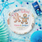 Gingerbread Cookies Gender Reveal Paper Plate ペーパープレート (パーティー)