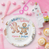 Gingerbread Cookies Gender Reveal Paper Plate ペーパープレート (パーティー)