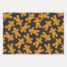 Gingerbread Cookies on Black ラッピングペーパーシート