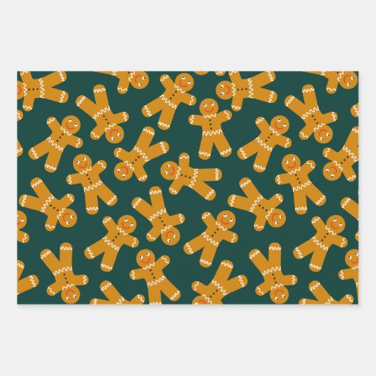 Gingerbread Cookies on Green ラッピングペーパーシート (正面)