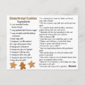 Gingerbread Cookies Recipe Card ポストカード (裏面)