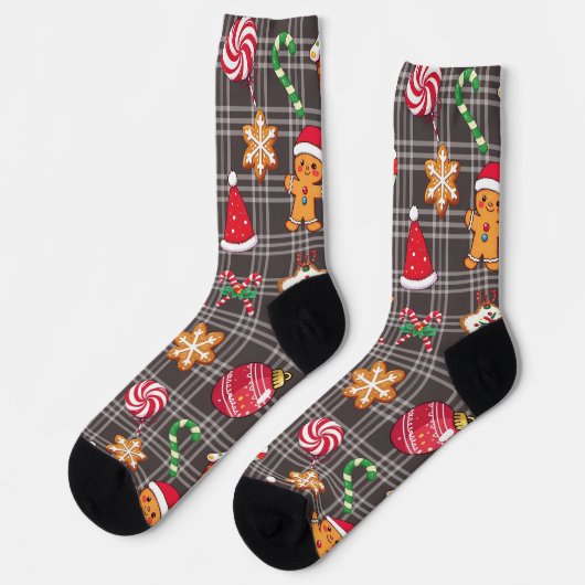 Gingerbread Cookies Socks Christmas Print Socks ソックス (左)