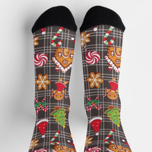 Gingerbread Cookies Socks Christmas Print Socks ソックス (上部)