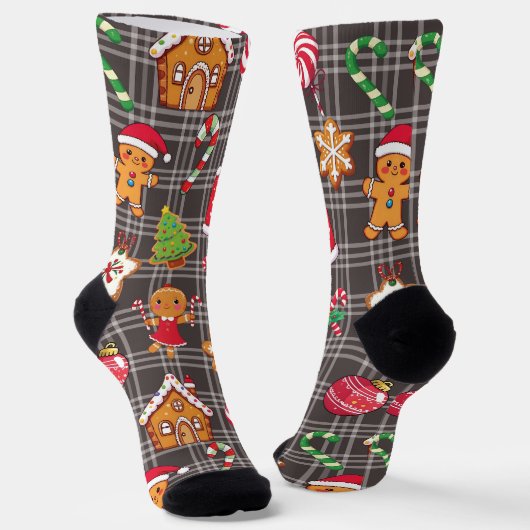 Gingerbread Cookies Socks Christmas Print Socks ソックス (傾斜あり)