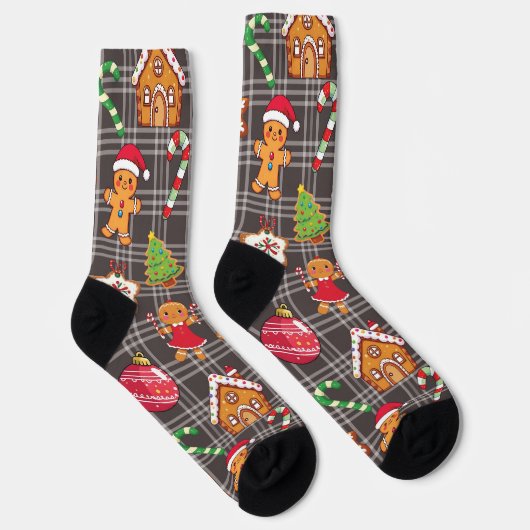 Gingerbread Cookies Socks Christmas Print Socks ソックス (右)