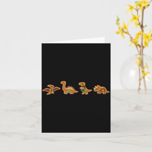 Gingerbread Costume Dinosaur Christmas Cookie Baki カード (黄色い花)