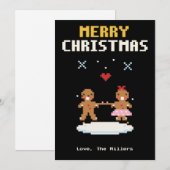 Gingerbread Couple Pixel Art Christmas Card シーズンカード (正面/裏面)