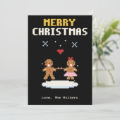Gingerbread Couple Pixel Art Christmas Card シーズンカード (スタンド正面)