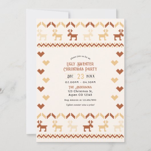 Gingerbread Cozy Ugly Sweater Christmas Party 招待状 (正面)