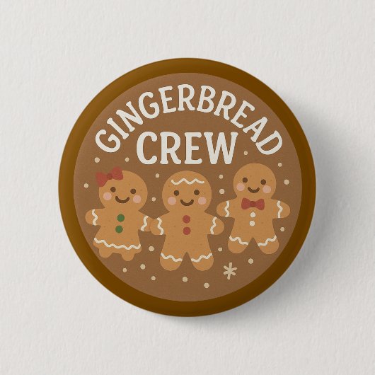 Gingerbread Crew Cute Christmas  缶バッジ (正面)