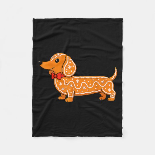 Gingerbread Dachshund Christmas Cute Weiner Dog  フリースブランケット (正面)