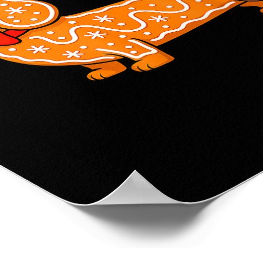 Gingerbread Dachshund Christmas Cute Weiner Dog  ポスター (角)