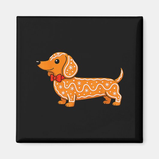 Gingerbread Dachshund Christmas Cute Weiner Dog  マグネット (正面)