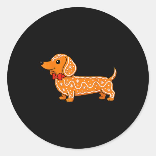 Gingerbread Dachshund Christmas Cute Weiner Dog  ラウンドシール (正面)