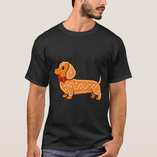Gingerbread Dachshund Christmas Cute Weiner Dog  Tシャツ (正面)