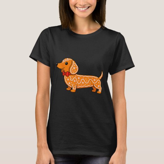Gingerbread Dachshund Christmas Cute Weiner Dog  Tシャツ (正面)