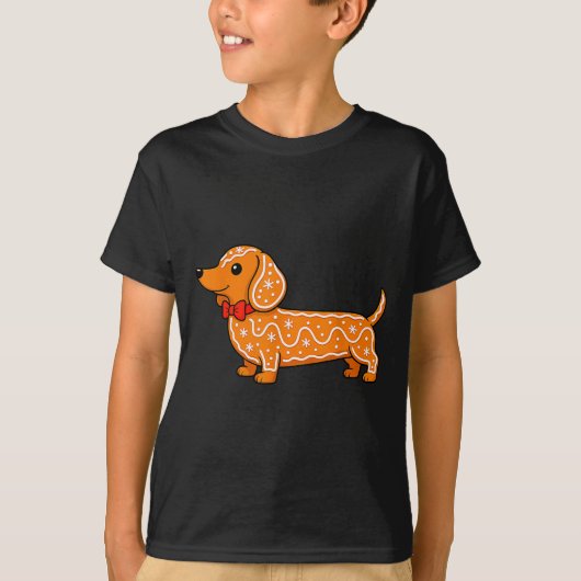 Gingerbread Dachshund Christmas Cute Weiner Dog  Tシャツ (正面)