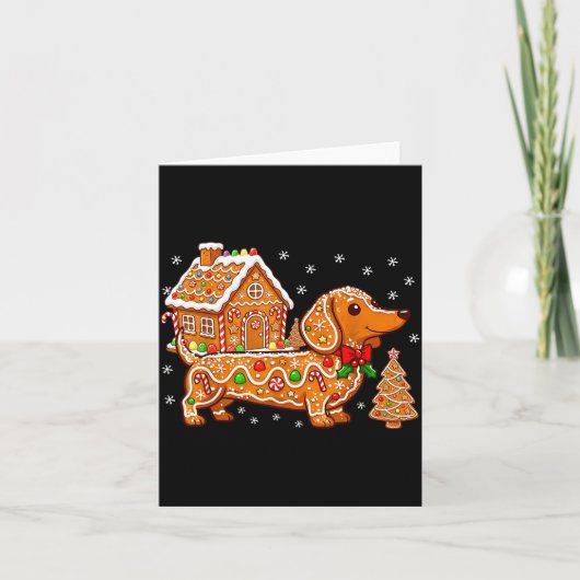 Gingerbread Dachshund Christmas Tree House Cookie  カード (正面)