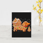 Gingerbread Dachshund Christmas Tree House Cookie  カード (黄色い花)