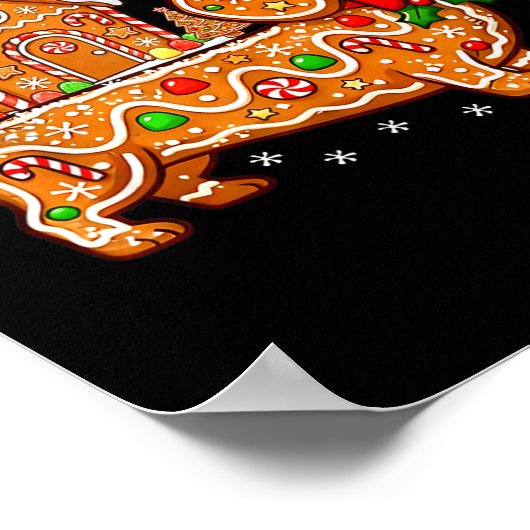 Gingerbread Dachshund Christmas Tree House Cookie  ポスター (角)