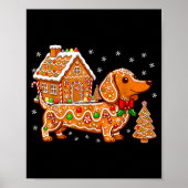 Gingerbread Dachshund Christmas Tree House Cookie  ポスター (正面)