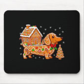 Gingerbread Dachshund Christmas Tree House Cookie  マウスパッド (正面)